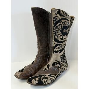 Cydwoq Vintage Sz 39 Hand Sculpted Hand Made USA Calf Hair Burnout Calf Boots